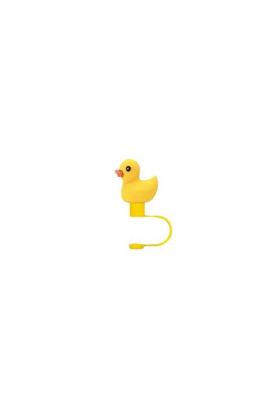 GECEDENİZ Yellow Duck - Three-Dimensional Straw Stopper Thermos