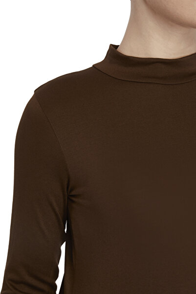 Altobeh Women's Organic Long Sleeve Turtleneck Body - Chocolate