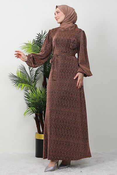 GİZ AGİYİM Χάλκινο Χρώμα Miray Hijab Φόρεμα