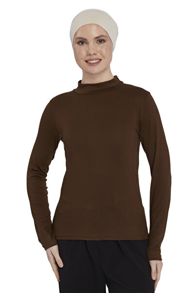 Altobeh Women's Organic Long Sleeve Turtleneck Body - Chocolate