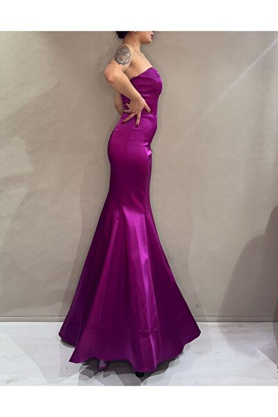 AYSHA BOUTIQUE Asetat Straplez Balık Model Elbise