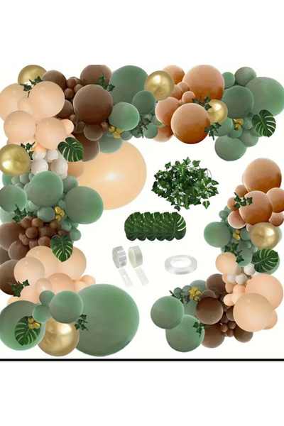 Çemrek Süs Parti Orman ve Doğa Temalı Doğum Günü Konsepti Gold Krom ve Yeşil ...