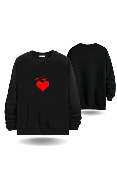 Gölge Store Ανδρικό φούτερ με λαιμόκοψη Devil Heart Valentine's Day 7018E