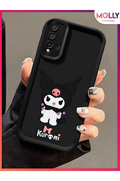 Molly جراب سيليكون كورومي منقوش ثلاثي الأبعاد بحواف سوداء سميكة لهاتف Xiaomi Redmi 9T