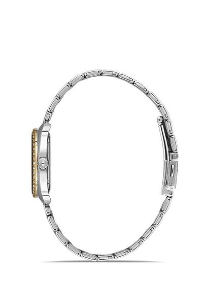 Dice Kayek Dk.1.Ag1380.05 5 Atm Water Resistant Rhinestone Design Metallic-Gold R Steel Cord & Case