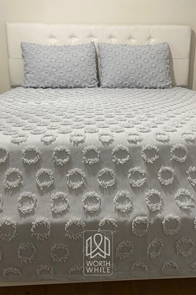 WorthWhile Gray Pompom Chenille Bedspread Models Double 200 X 240 |   Add Value to Your Home