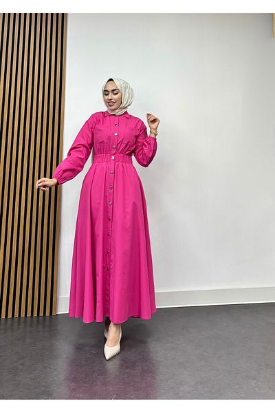 FREEMİH TEKSTİL Φόρεμα Hafsa με κουμπιά μανίκια με γιακά πουκάμισο
