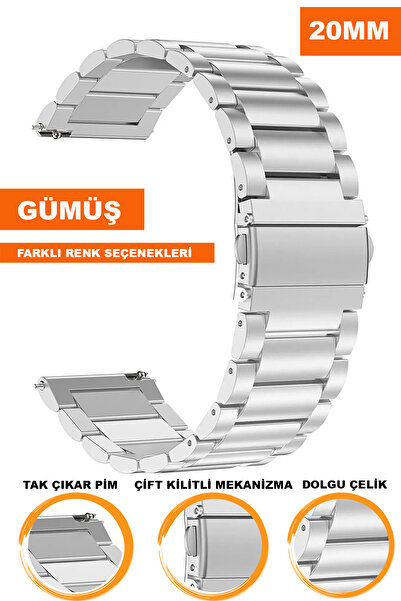 COBRA 20mm Fossil-Welder-Casio-Seiko-Omega-Armani Saat Uyumlu Çelik Metal Saa...