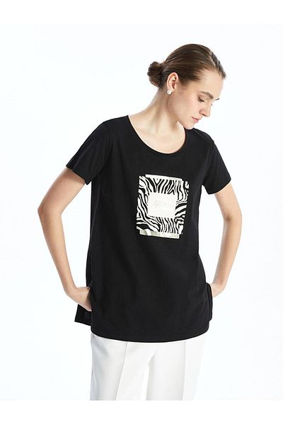 LC Waikiki Tricou de damă cu imprimeu LCWAIKIKI Classic Crew Deck