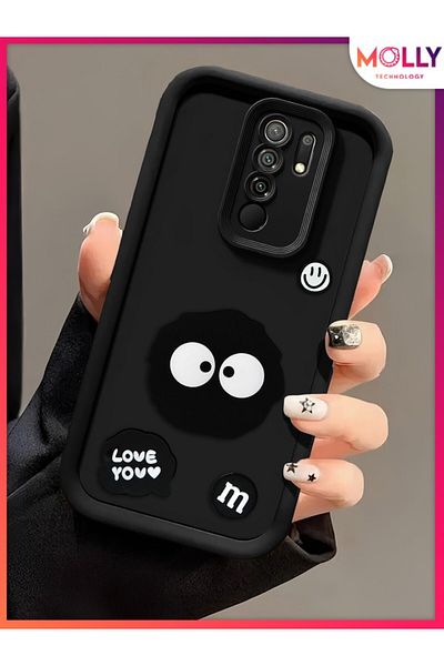 Molly حافظة سيليكون منتفخة ثلاثية الأبعاد بحواف سوداء سميكة لهاتف Xiaomi Redmi 9