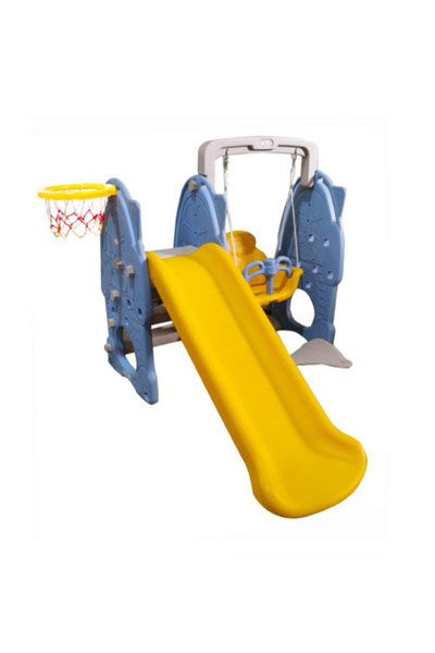Babylove SLIDE AND SWING WITH BASKETBALL HOLE 190X160X120CM YELLOW 28-001-11Y
