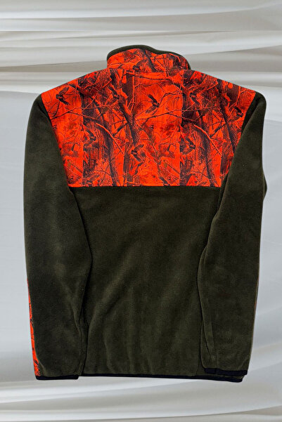 WİDİ Μπουφάν από φλις χακί με μοτίβο κυνηγετικής ζούγκλας με στάμπα γιακά Softshell πορτοκαλί καμουφλάζ