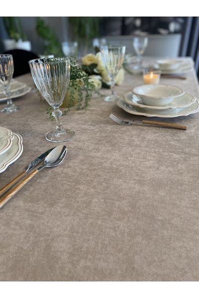 Decamor home Τραπεζομάντιλο καφέ με βελούδινη υφή χωρίς ανησυχίες