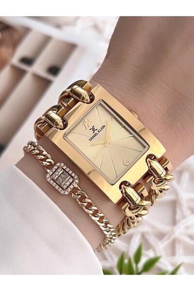 Daniel Klein ساعة يد نسائية بتصميم سلسلة فولاذية مقاومة للماء بطول 30 مترًا + سوار B.10036.S3