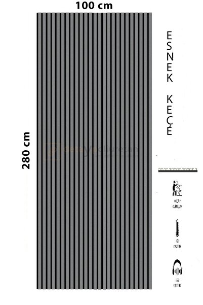 Genel Markalar Mdf Ahşap Akustik Duvar Paneli 100x280 Antrasit-8mm mdflam-4mm keçe