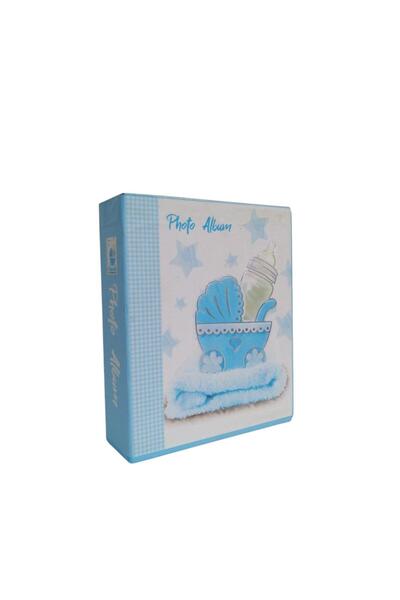 mutlu adım Bebek Fotoğraf Albümü 13x17cm Mavi Pusetli
