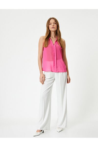 Koton Chiffon Neckholder Bluse - Ärmellos und Transparent