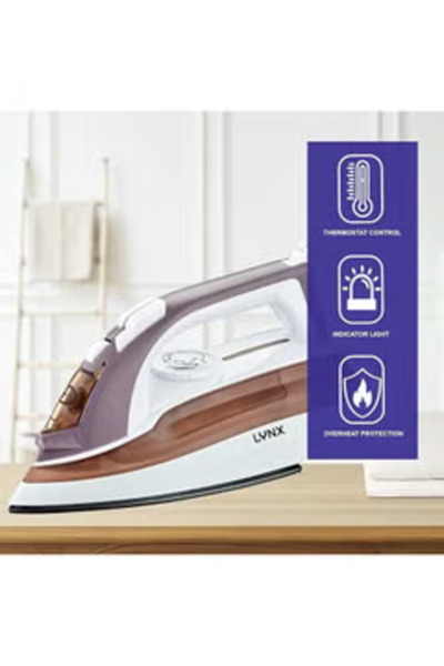 LYNX Electric Steam Iron With a Non-stick Plate,  2 Years Warranty 1600W LY-IR-3022-C