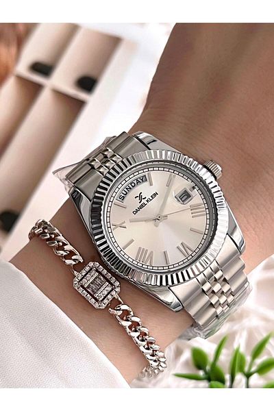 Daniel Klein Women's Watch and Bracelet Set with 30 Mt Water Resistant Steel Band - Dial with Calendar Bfg.10038.G1