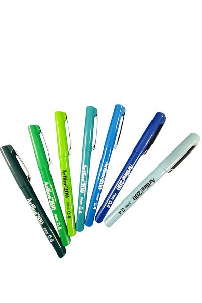 artline Artline 200N Fine Sealed Nib Pen 0.4 7 Tone of Green and Blue