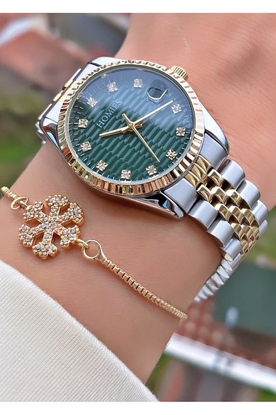 Homies Brand Yellow Silver Color Waterproof Women's Wristwatch - With Bracelet Gift