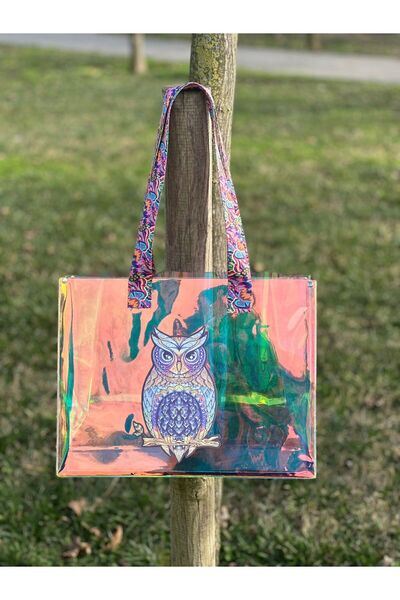 Beach Time Hologram Pvc Printed Beach Bag