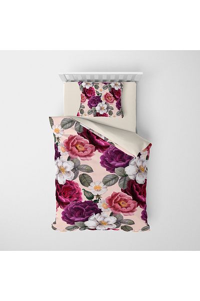 MonoHome Rose Single 100% Cotton Satin Duvet Cover Set