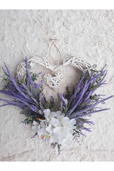 Lotus Hediye Lavantalı Kalpli Kapı Süsü