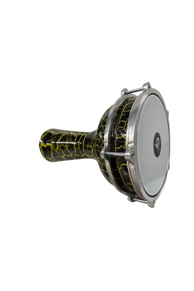 bademüzik Vatan Darbuka 5 Numara Çatlak Boyalı Siyah - Sarı Desenli