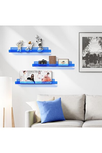 Trend Pleksi Transparan Mavi Duvar Raf (30cm x 10cm)