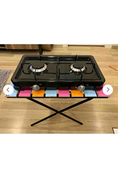 sobapark 2 Gözlü Tüplü Ocak Emaye Set Üstü Ocak İkili Ocak Karavan Kamp Ocağı Küçük Tüplü Ocak Çakmaksız