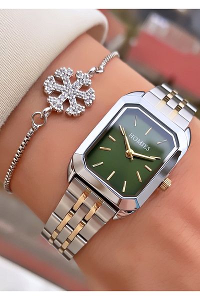 Homies Brand Yellow Silver Color Waterproof Women's Wristwatch - With Bracelet Gift