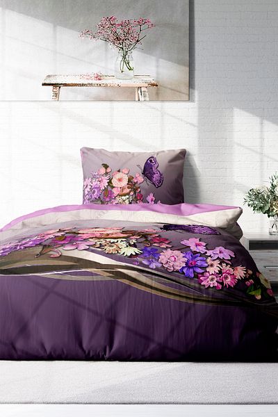 MonoHome Butterfly Single Duvet Cover Set - 100% Cotton Satin Mother's Day