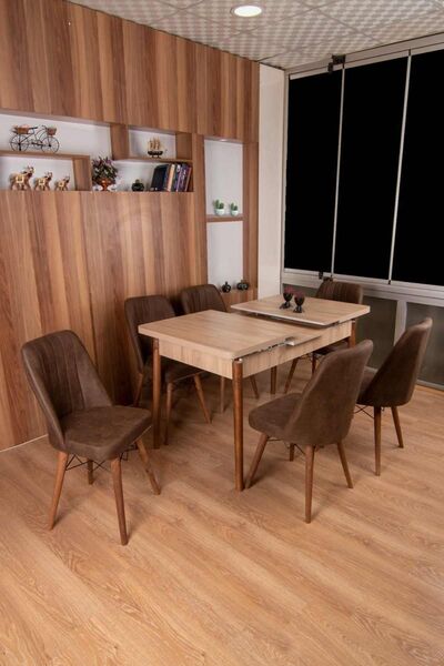 BERAZZİ 6 Kişilik Açılır Masa Sandalye Takımı Mutfak Masası Takımı Yemek Masa...