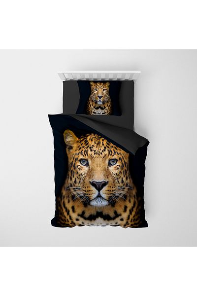 MonoHome Leopard Print 100% Cotton Satin Single Duvet Cover Set