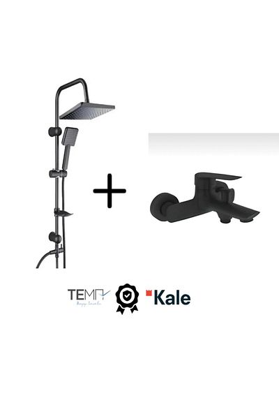 KALE Tandem Battery and Tema 53243 2m Black Top Shower Set