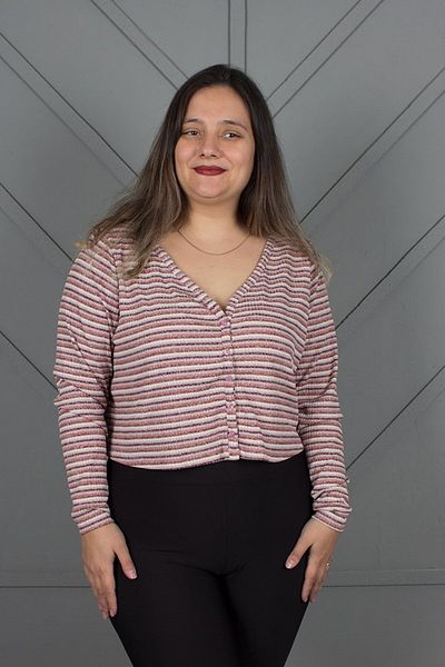 Truva XXL Striped Plus Size Crop Cardigan