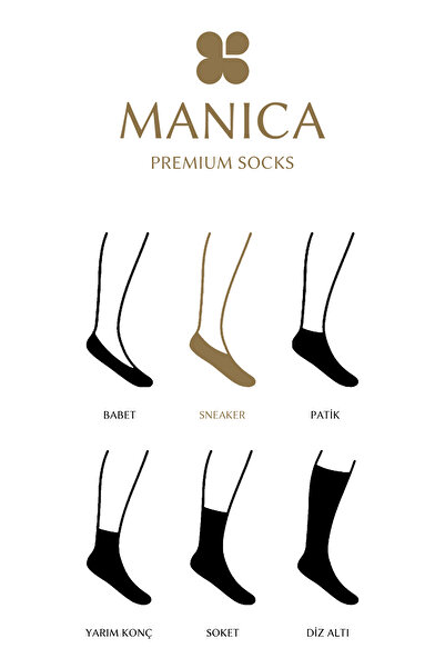 MANICA Erkek Bambu Sneaker Çorap 6 Çift - Siyah