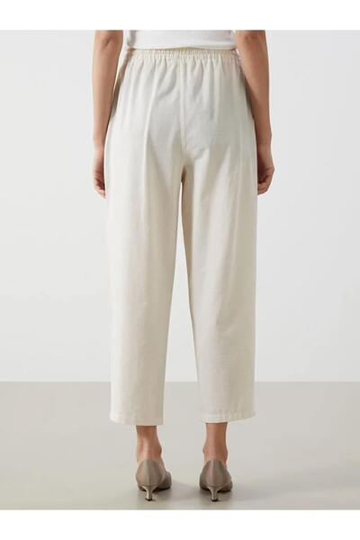 LC Waikiki Lcw Vision Beige Women's Linen Blended Pants with Elastic Waist