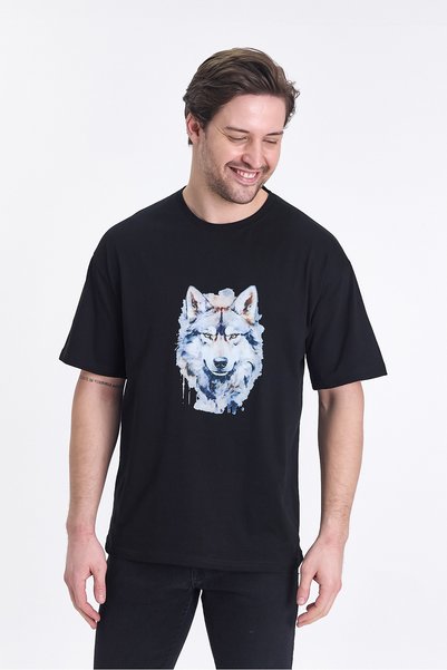 PELİTİSS Wolf Printed Oversize T-Shirt