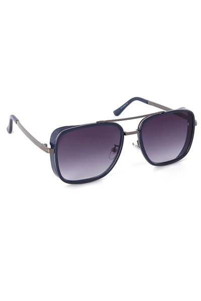 Di Caprio Navy Blue Side Closed Iconic Square Model Unisex Sunglasses