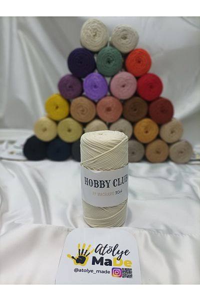 hobby club PP Macrame No:4 Πολυεστερικό Πλεκτό Σχοινί 200gr 230m Premium Quality 17-Κρέμα