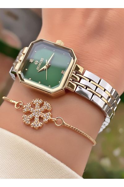 Homies Brand Yellow Silver Color Small Case Women's Wrist Watch - Bracelet Gift