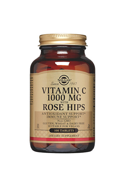 Solgar فيتامين سي مع ثمر الورد، 1000 ملجم، 100 قرص، مضاد للأكسدة، يدعم الجهاز...