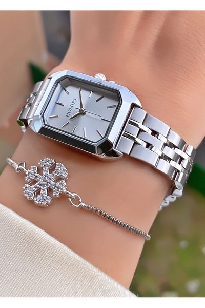 Homies Brand Silver Color Waterproof Women's Wristwatch - With Bracelet Gift