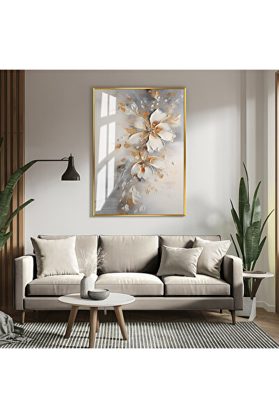 Harikabirev HARİKABİREV | MODEL DE RAMURĂ DE FLORI GRAY-BRONZE 02 | TABLA DE STICLA TEMPLATA CU CADRU, SIMPLE, VERTICALA