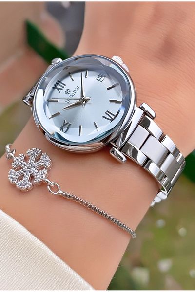 Homies Brand Silver Color Waterproof Women's Wristwatch - With Bracelet Gift