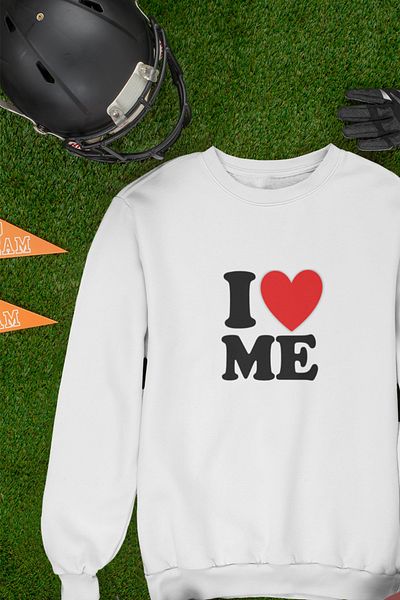 qoeuyl boutique I Love Me Printed Fun Gift Unisex 100% βαμβακερό φούτερ με λαιμόκοψη
