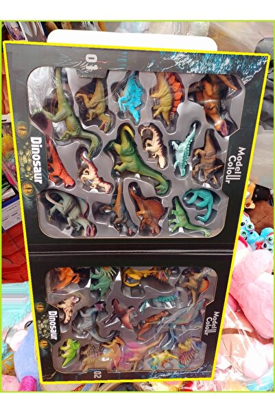 OYUNCAKSAHİLİ Taşıma Kutulu Dinazor Set Raptor 3D Standlı Oyun Alanı Trex Dev...