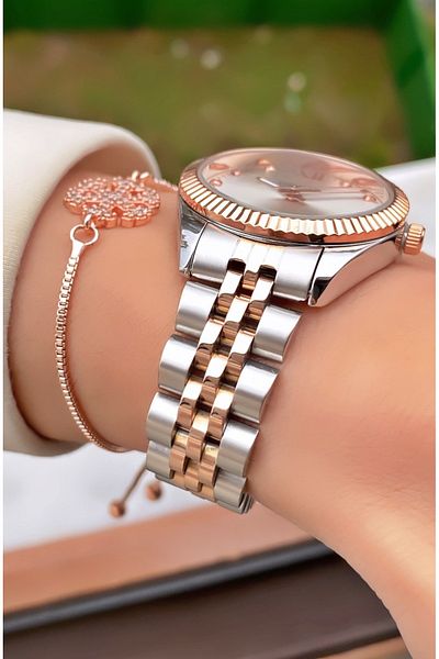 Homies Brand Gold Color Waterproof Women's Wristwatch - With Bracelet Gift